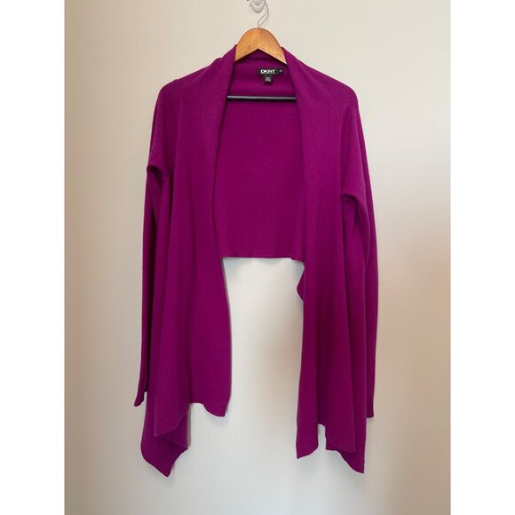 DKNY Womens Open Front Cardigan P/S Purple Wool and cashmere. - Picture 3 of 13
